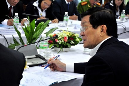 Chủ tịch nước Trương Tấn Sang đánh giá cao hệ thống chính trị ở cơ sở  - ảnh 1